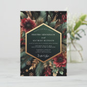 Deep Teal Bloom Luxe Wedding Kaart (Staand voorkant)