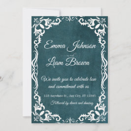 Deep Teal Blue Talavera Mexican Wedding Invitation Kaart