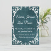 Deep Teal Blue Talavera Mexican Wedding Invitation Kaart (Staand voorkant)
