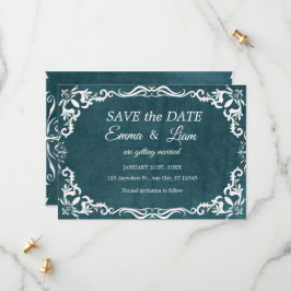 Deep Teal Blue Talavera Mexican Wedding Save The Date