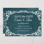 Deep Teal Blue Talavera Mexican Wedding Save The Date (Voorkant / Achterkant)