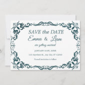 Deep Teal Blue Talavera Mexican Wedding Save The Date (Voorkant)