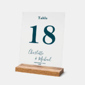 Deep Teal Elegant Wedding Table Number Acryl Bord (Hoek)