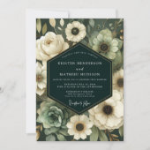 Deep Teal Floral Enchantment Wedding Kaart (Voorkant)