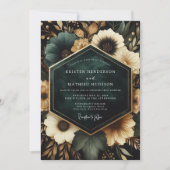 Deep Teal Floral Opulent Wedding Kaart (Voorkant)