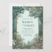 Deep Teal Forest Gold Frame Romantic Floral Kaart (Voorkant)