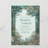 Deep Teal Forest Gold Frame Romantic Floral Kaart (Voorkant / Achterkant)