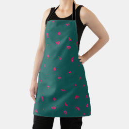Deep Teal Japanese Deep Pink Cosmos Floral Pattern Schort