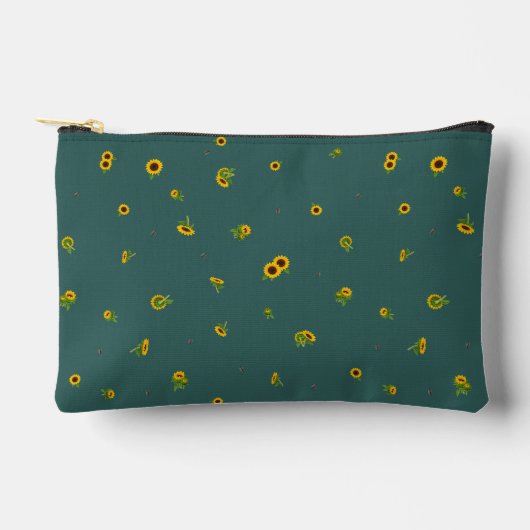 Deep Teal Japanese Sunflower Floral Pattern Etui (Voorkant)