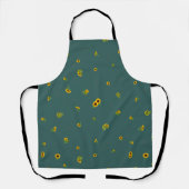 Deep Teal Japanese Sunflower Floral Pattern Schort (Voorkant)