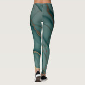 Deep Teal Marble + Gold Veins Luxury Fit Hand Sewn Leggings (Achterkant)
