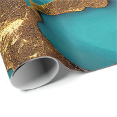 Deep Teal Marble with Bold Gold Veins Cadeaupapier (Rol Hoek)