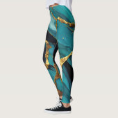 Deep Teal Marble with Bold Gold Veins Leggings (Links)