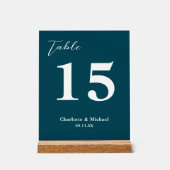 Deep Teal Minimalist Wedding Table Number Acryl Bord (Voorkant)