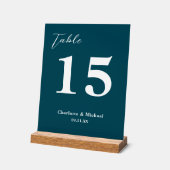 Deep Teal Minimalist Wedding Table Number Acryl Bord (Hoek)