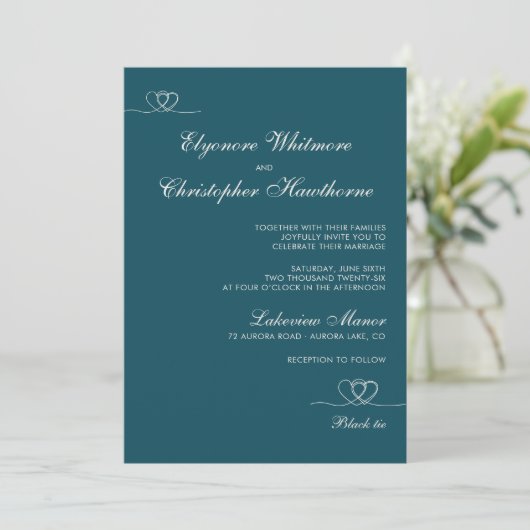 Deep Teal  Modern Chic Mix and Match Wedding Kaart (Staand voorkant)