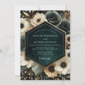 Deep Teal Moody Bloom Wedding Kaart (Voorkant)