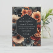Deep Teal Moody Bloom Wedding Kaart (Staand voorkant)