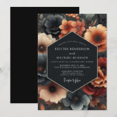 Deep Teal Moody Bloom Wedding Kaart (Voorkant / Achterkant)