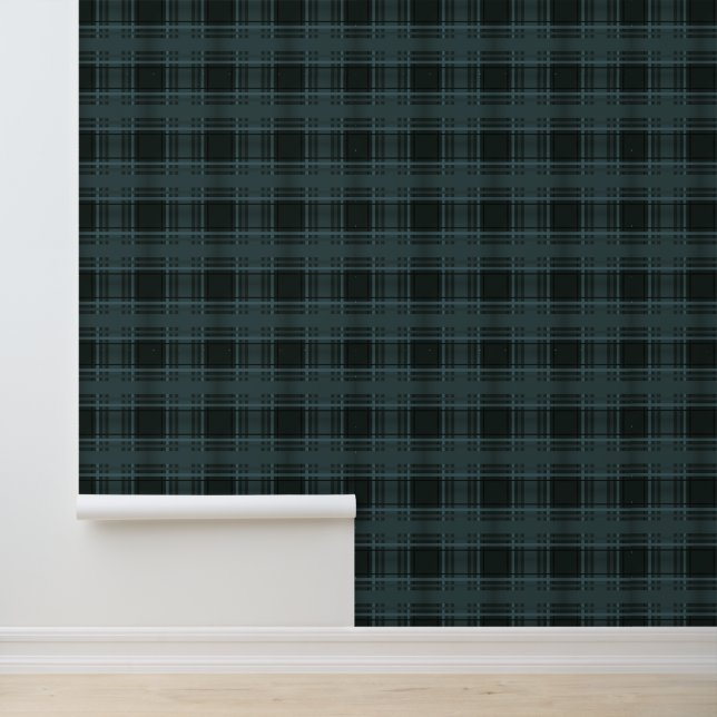 Deep Teal Plaid Tartan Behang (Applicatie)