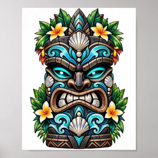 Deep Teal Reef Tiki Poster (Voorkant)