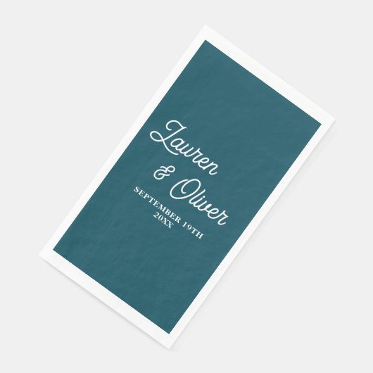 Deep Teal Script Minimalist Wedding Servet (Hoek)