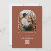Deep Terracotta Arch Fall Wedding | Foto + QR Kaart (Achterkant)