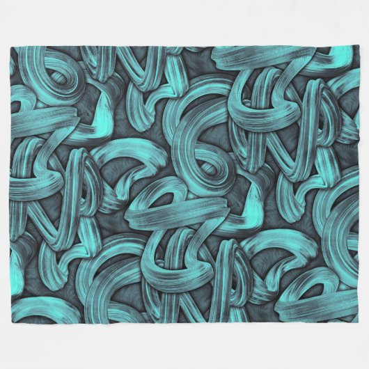 Deep Thought - Zwart en blauwgroen : Fleece Deken (Voorkant (Horizontaal))