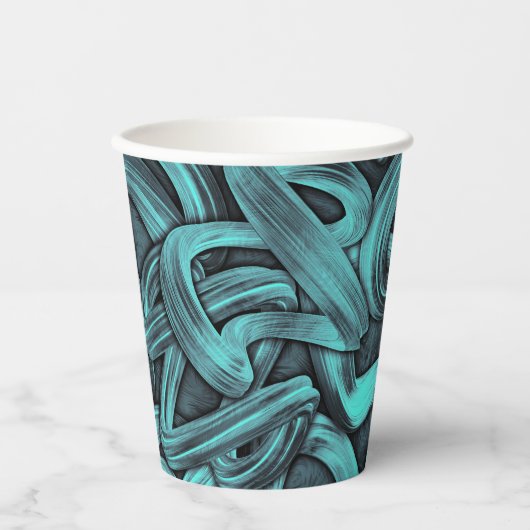 Deep Thought - Zwart en blauwgroen : Papieren Bekers (Voorkant)