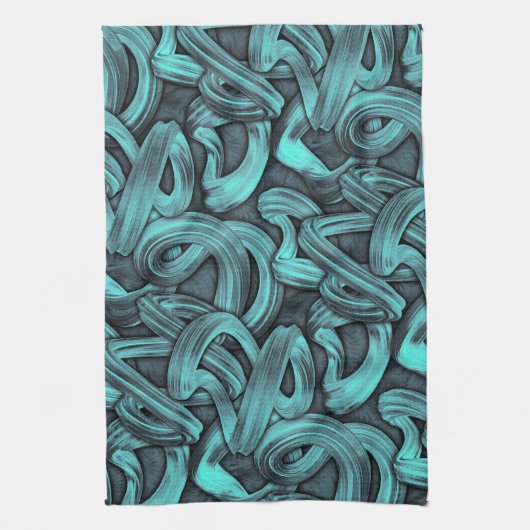 Deep Thought - Zwart en blauwgroen : Theedoek (Verticaal)