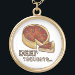 Deep Thoughts Chicago Deep Dish Pizza Ketting<br><div class="desc">Met een originele markeringsillustratie van een heerlijk,  diep-schokkende pepperoni pizza in Chicago stijl,  met DEEP THOUGHTS...  in een leuk bruin lettertype.</div>