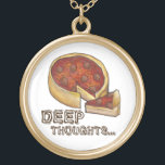 Deep Thoughts Chicago Deep Dish Pizza Ketting<br><div class="desc">Met een originele markeringsillustratie van een heerlijk,  diep-schokkende pepperoni pizza in Chicago stijl,  met DEEP THOUGHTS...  in een leuk bruin lettertype.</div>