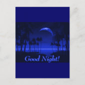 DEEP TROPICAL BLUE GOODNIGHT PALM TREES OCEAN MOON BRIEFKAART (Voorkant)