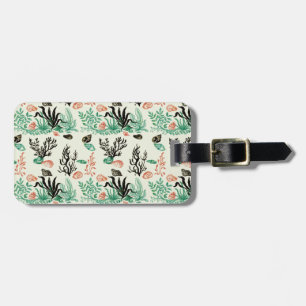 Deep Tropical Ocean Zee Coral Seashell Waterverf Bagagelabel
