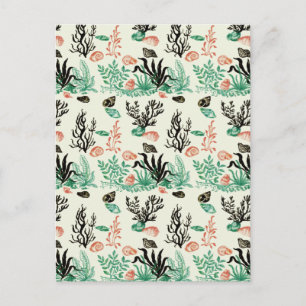 Deep Tropical Ocean Zee Coral Seashell Waterverf Briefkaart