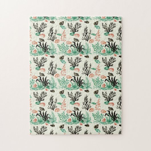 Deep Tropical Ocean Zee Coral Seashell Waterverf Legpuzzel (Verticaal)
