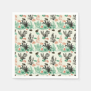 Deep Tropical Ocean Zee Coral Seashell Waterverf Servet