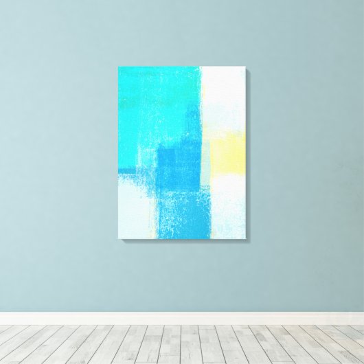 "Deep" Turquoise Abstracte kunst Canvas Afdruk (Insitu (Houten vloer))