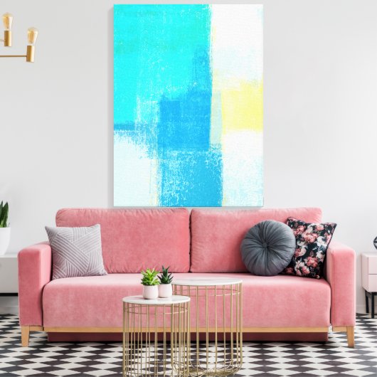 "Deep" Turquoise Abstracte kunst Canvas Afdruk (Insitu (Woonkamer))