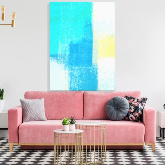 "Deep" Turquoise Abstracte kunst Canvas Afdruk (Insitu (Woonkamer))