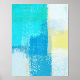 'Deep' Turquoise Abstracte kunst schilderen Poster