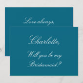Deep Turquoise Blue Bridesmaid proposal Kaart (Voorkant / Achterkant)