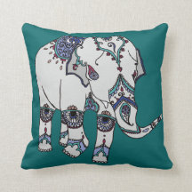 Deep Turquoise Embellish Elephant Cushion