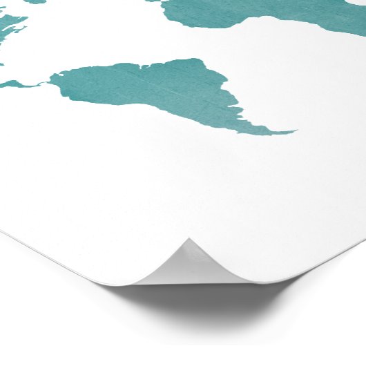 Deep Turquoise Rustic Wereldkaart Poster (Hoek)