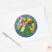 Deep. van Onderwijs - Jesus op een T-Rex Sticker (Envelop)