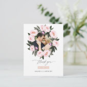 Deep Velvet & Blush Roze Bloemen Bruiloft Dank u Briefkaart (Staand voorkant)