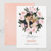 Deep Velvet en Blush Roze Bloemen Bruiloft Foto Bedankkaart (Voorkant / Achterkant)