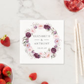 Deep Velvet en Blush Roze Bloemen Bruiloft Servet (Insitu)