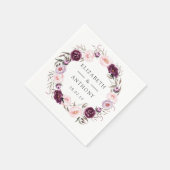 Deep Velvet en Blush Roze Bloemen Bruiloft Servet (Hoek)