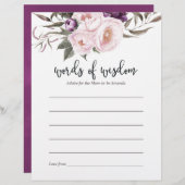 Deep Velvet Floral Baby shower Advice voor mama (Voorkant / Achterkant)